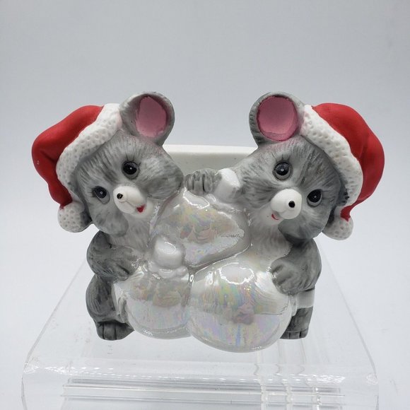 HOL Other - Vtg Hol House  of Lloyd Christmas Napkin Holder Ceramic Mice Mouse 1986  4"